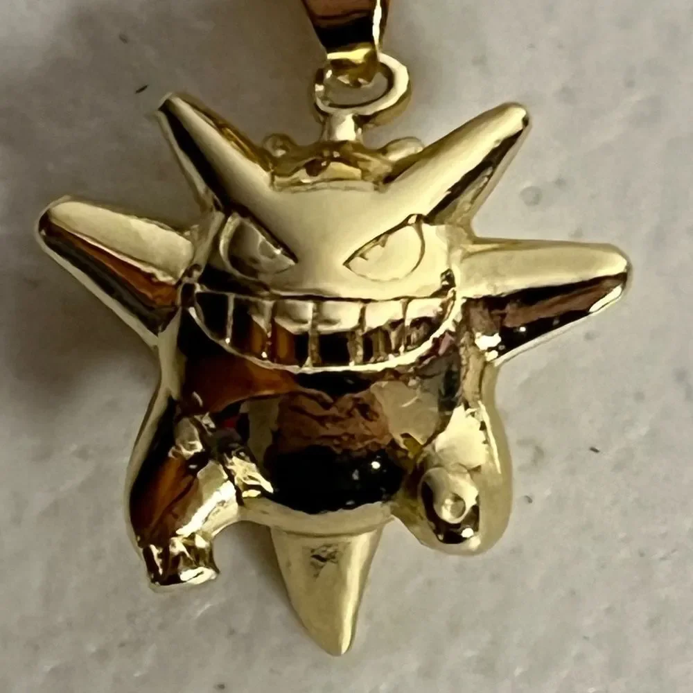 Gengar Pokemon Gold Tone Charm Pendant Necklace Adjustable Chain Anime